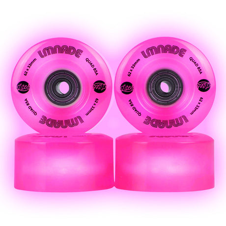 LMNADE Lites LED 85a Quad Roller Skate Wheels - Pink 62mm