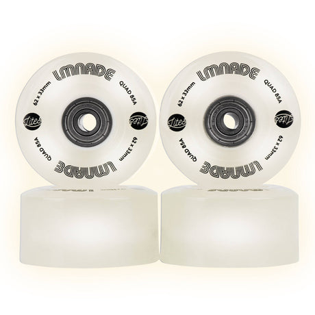 LMNADE Lites LED 85a Quad Roller Skate Wheels - White 62mm