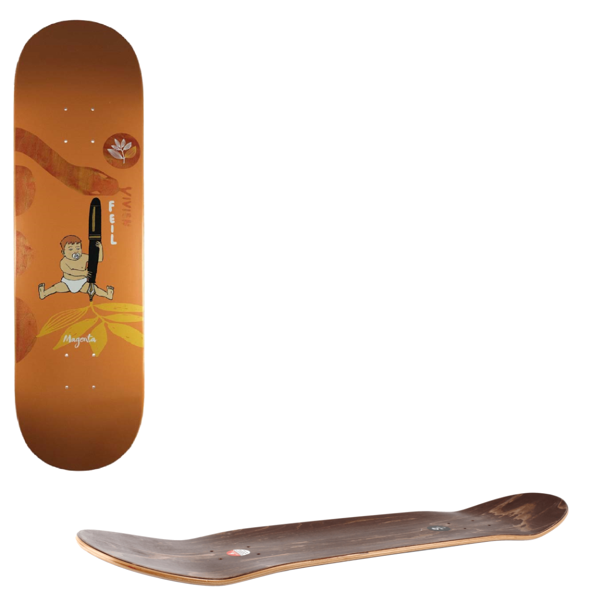 Magenta Sacred Snake Skateboard Deck - Feil 8.25"