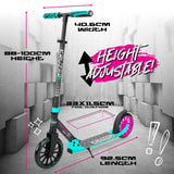 Madd Gear Carve Kruzer 200 V2 Commuter Scooter - Black/Teal