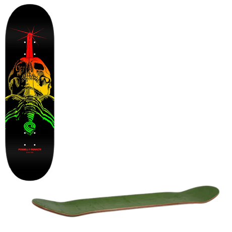 Powell Peralta Skull & Sword Skateboard Deck - Rasta Fade 9"