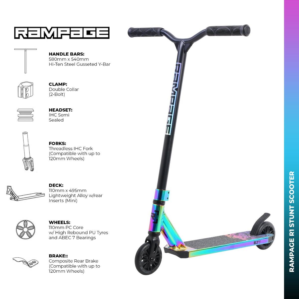 Rampage R1 Stunt Scooter - Neochrome