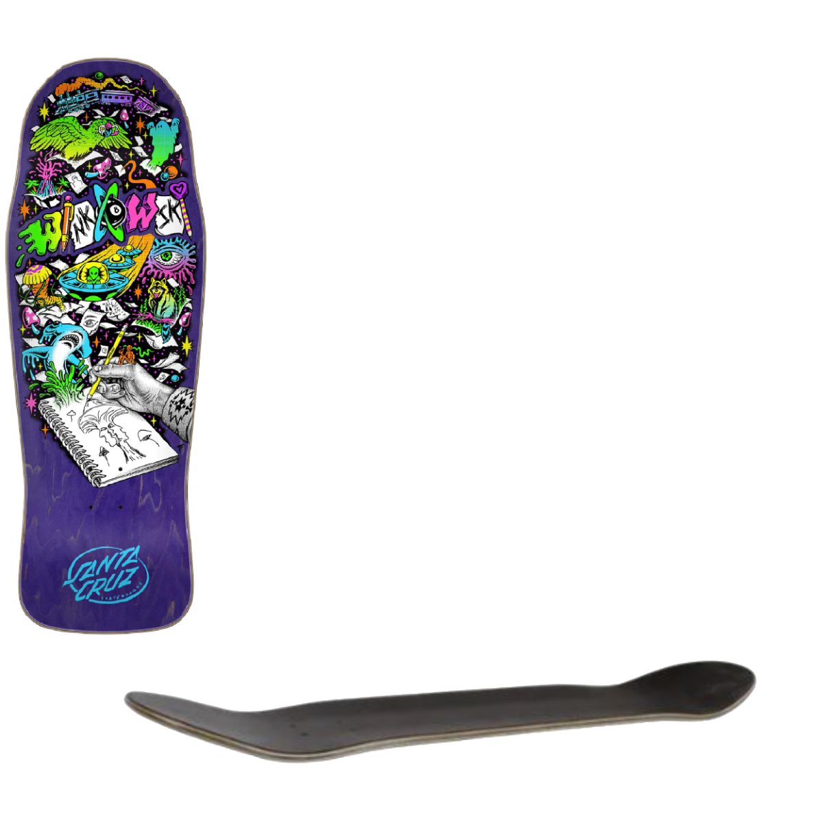 Santa Cruz Sketchbook Shaped Skateboard Deck - Winkowski 10.34"