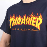 Thrasher Flame Logo T Shirt - Navy