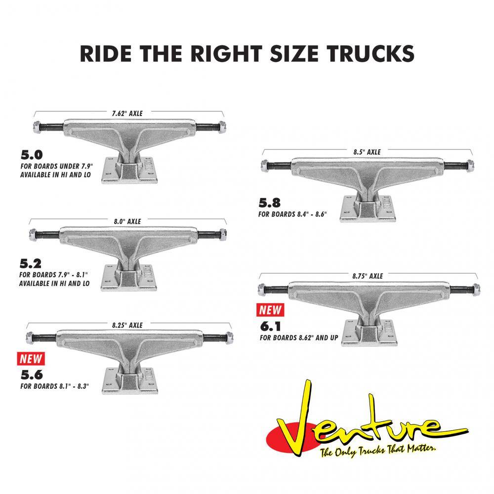 Venture High Skateboard Trucks - Polished Red Logo 5.6''